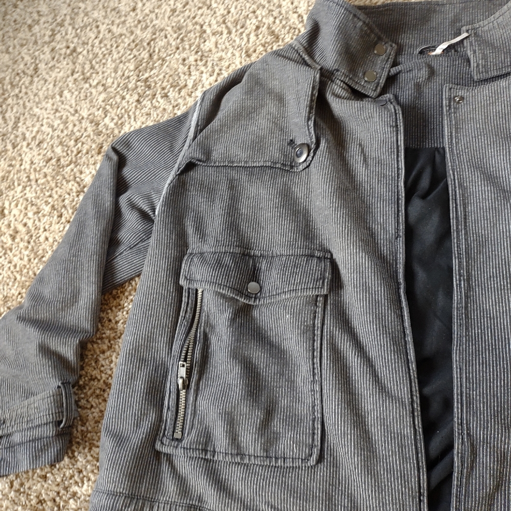 Free People Railroad Stripe Asymmetric Moto Jacket Size Medium Hit The Slopes - Picture 8 of 14